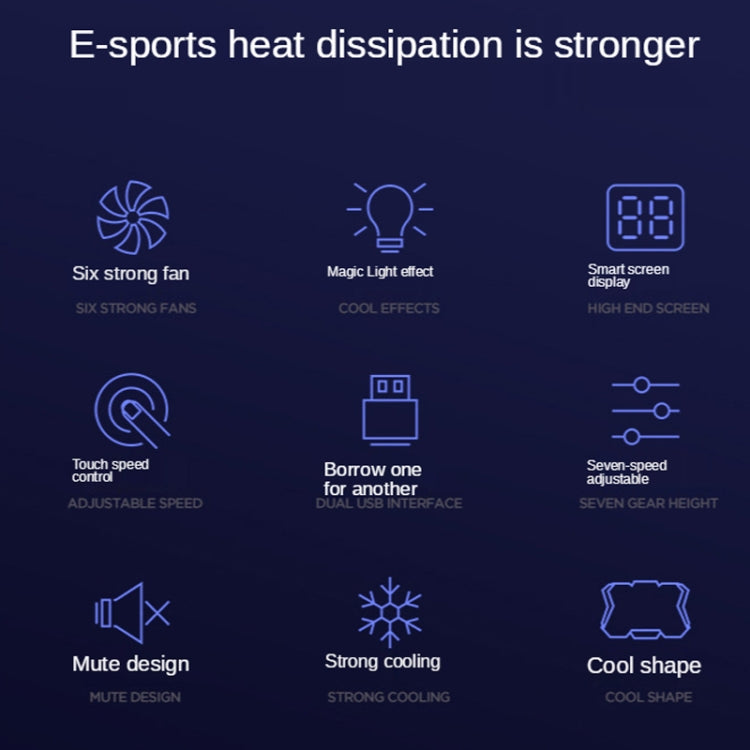 COOLCOLD RGB Notebook Radiator Six Fan Adjustable Laptop Cooling Base 5V Touch 12 Symphony Version