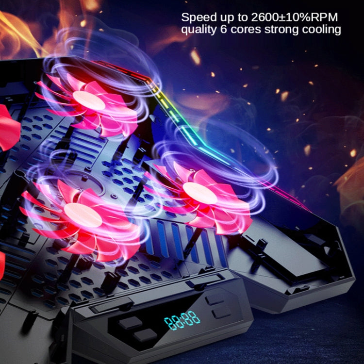 COOLCOLD RGB Notebook Radiator Six Fan Adjustable Laptop Cooling Base 5V Touch 12 Symphony Version