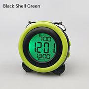 0705 Big Volume Simple Three-Dimensional LED Alarm Clock Mute Luminous Electronic Clock(Black Shell Green)