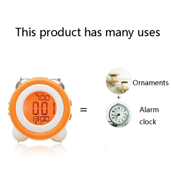 0705 Big Volume Simple Three-Dimensional LED Alarm Clock Mute Luminous Electronic Clock(Black Shell Green)