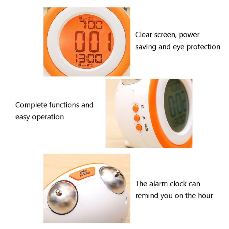 0705 Big Volume Simple Three-Dimensional LED Alarm Clock Mute Luminous Electronic Clock(Black Shell Green)