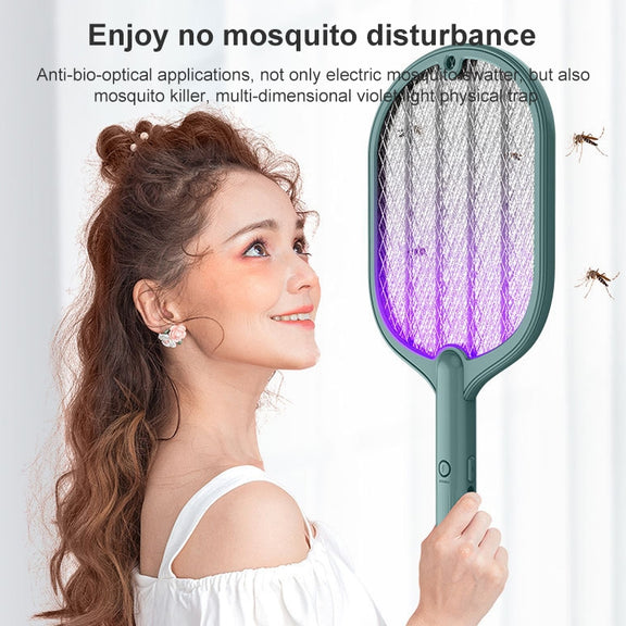 Smart Home Dual-Use Mosquito Swatter Mosquito Killer Fly Swatte(Green)