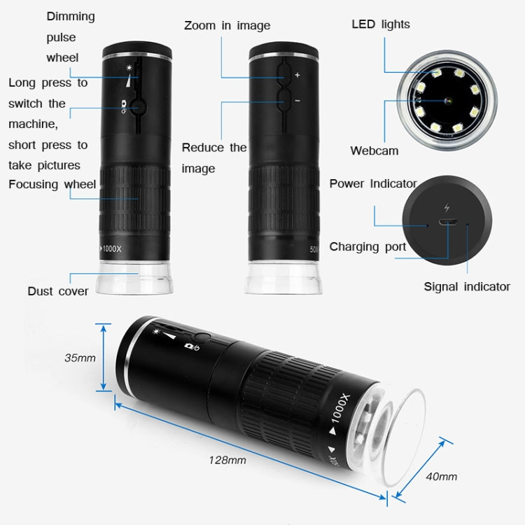 HD Digital Mobile Phone WIFI Electron Microscope Portable Magnifying Glass