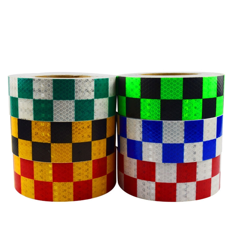 PVC Lattice Reflective Belt Generic Film Traffic Safety Facilities Anti-Collision Warning Stickers(White Green)