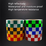 PVC Lattice Reflective Belt Generic Film Traffic Safety Facilities Anti-Collision Warning Stickers(White Green)