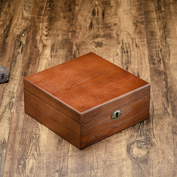 6 Slots Willow Watch Storage Box Jewelry Collection Display Box With Lock(Square)