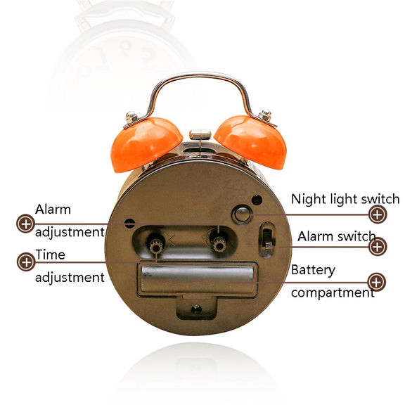 A32 Double Bell Alarm Clock Student Bedside Belt Alarm(Light Blue)