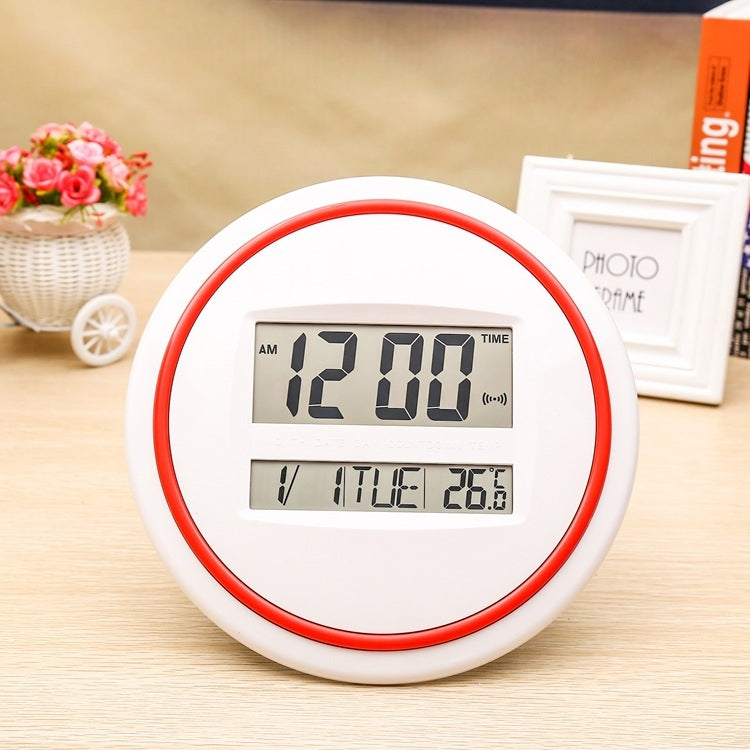 3883 Electronic Mute Wall Clock Electronic Living Room Wall Clock(White)