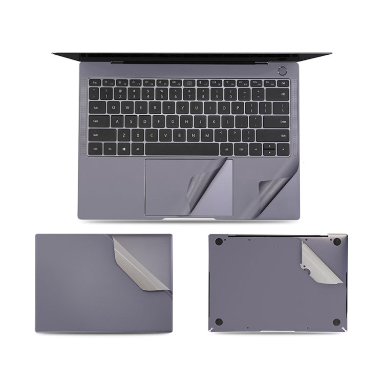 JRC 4 in 1 Computer Upper Cover + Lower Cover + Full Support Sticker + Touch Sticker Film Notebook Shell Protective Film For Huawei Matebook X Pro 2019 / 2020 (Gray)