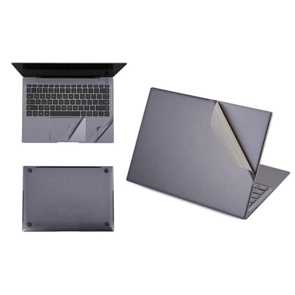 JRC 4 in 1 Computer Upper Cover + Lower Cover + Full Support Sticker + Touch Sticker Film Notebook Shell Protective Film For Huawei Matebook X Pro 2019 / 2020 (Gray)