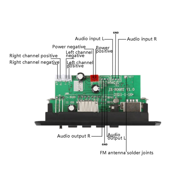 12V Folder Play With Power Amplifier MP3 Decoding Board With Recording Call Loss Motherboard With Bluetooth(Black)