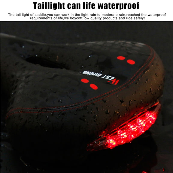 WEST BIKING YP0801083 Bicycle Taillight Thickened Soft And Comfortable Mountain Bike Seat Cushion(BlackRed)