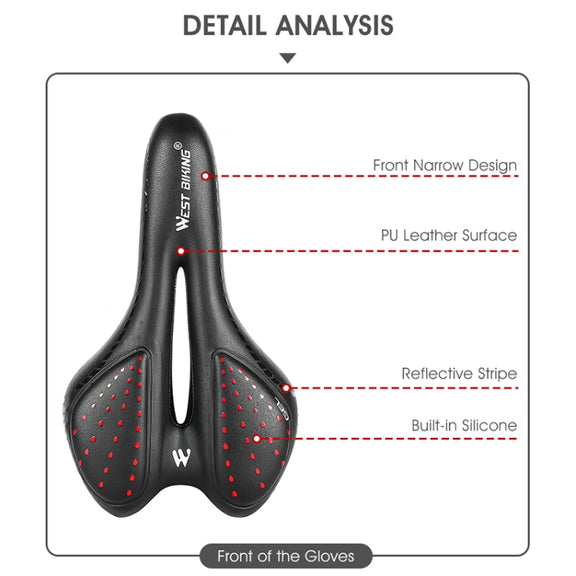 WEST BIKING YP0801086 Silicone Thickened Soft And Comfortable Bicycle Seat(Black Blue)
