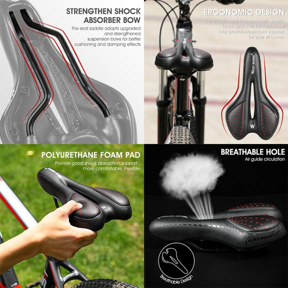 WEST BIKING YP0801086 Silicone Thickened Soft And Comfortable Bicycle Seat(Black Blue)