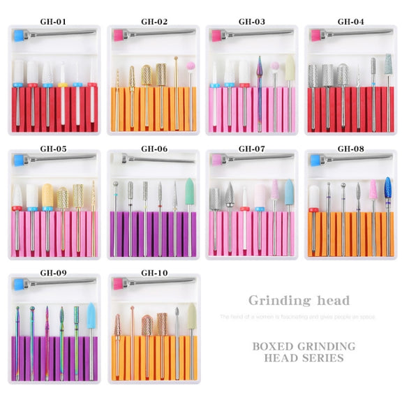 Nail Art Ceramic Tungsten Steel Alloy Grinding Heads Set Grinder Polishing Tool, Color Classification: GH-01