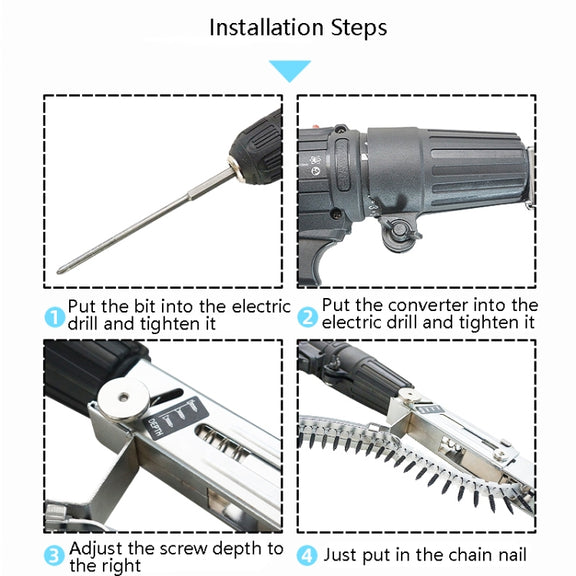 JieLi Chain Belt Screw Converter Electric Screwdriver On Gypsum Board Tool With 50 Chains Strap