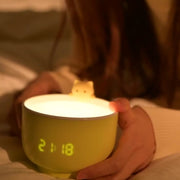 Multifunctional Voice-activated LED Light Shows Time Children Cartoon Cat Alarm Clock(Yellow)