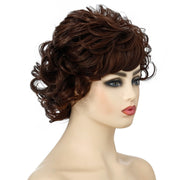 Ladies Fluffy Short Curved Head Set Chemical Fiber Wig(Brown)