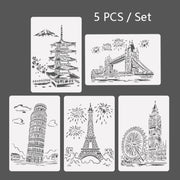 Tower System (5pcs / Set) Construction Series Painting Template Theme City A4 Label Template
