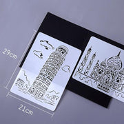 Sailing Line(5pcs / Set) Construction Series Painting Template Theme City A4 Label Template