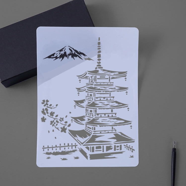 8 Five-storied Pagoda Construction Series Painting Template Theme City A4 Label Template