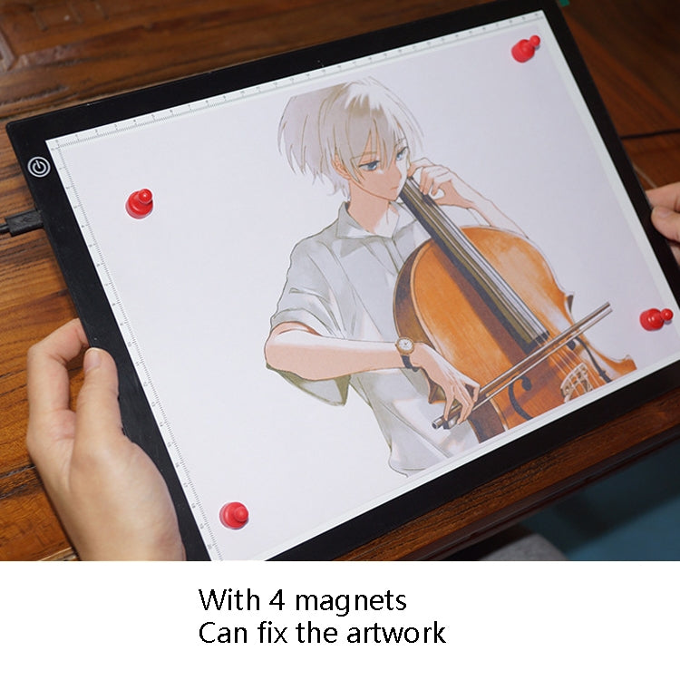 Copy Station Anime Drain Station LED Copy Board With Magnetic Suction Light Board Drawing Plate With USB Cable, Specification: A4 Stepless Dimming (Black)