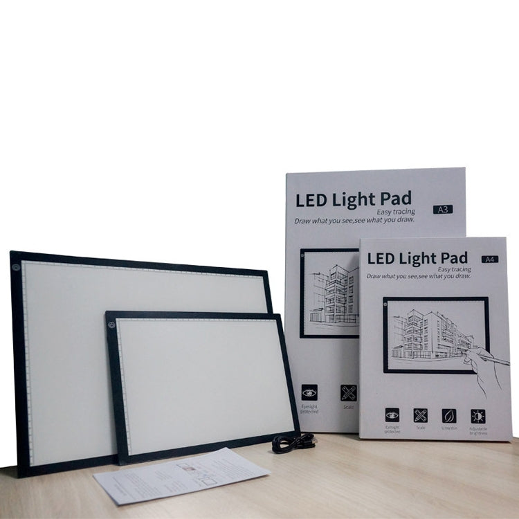 Copy Station Anime Drain Station LED Copy Board With Magnetic Suction Light Board Drawing Plate With USB Cable, Specification: A4 Stepless Dimming (Black)