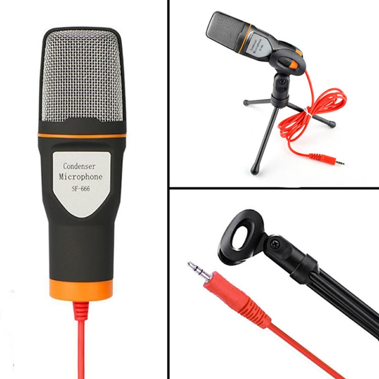 SF-666 Computer Voice Microphone With Adapter Cable Anchor Mobile Phone Video Wired Microphone With Bracketcket, Colour: Black