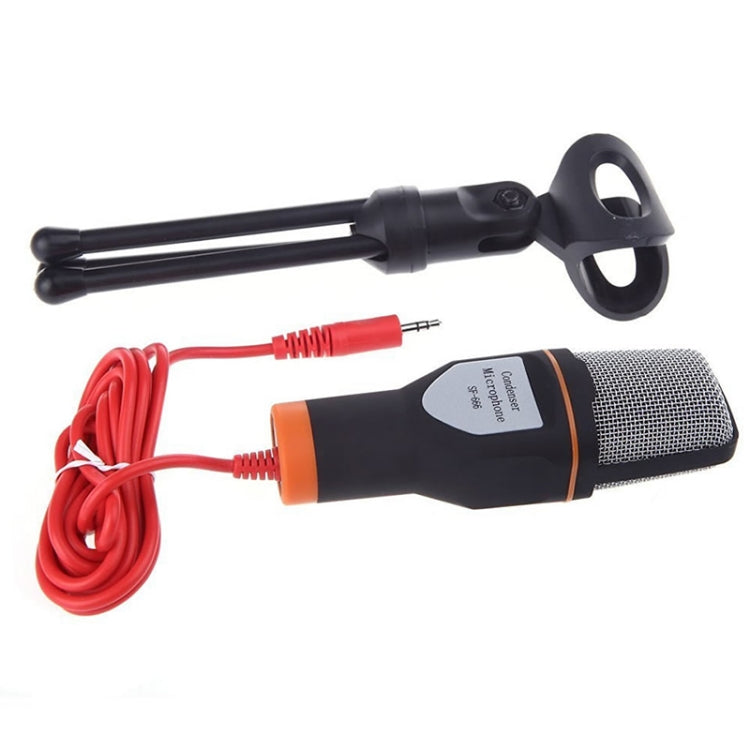 SF-666 Computer Voice Microphone With Adapter Cable Anchor Mobile Phone Video Wired Microphone With Bracketcket, Colour: Black