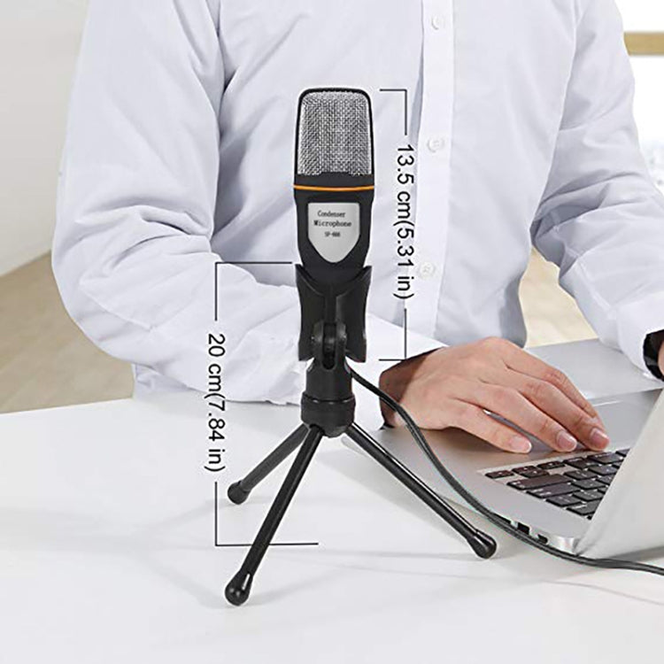 SF-666 Computer Voice Microphone With Adapter Cable Anchor Mobile Phone Video Wired Microphone With Bracketcket, Colour: Black