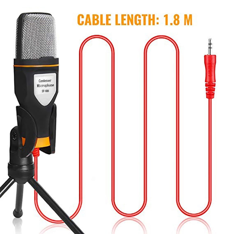 SF-666 Computer Voice Microphone With Adapter Cable Anchor Mobile Phone Video Wired Microphone With Bracketcket, Colour: Black