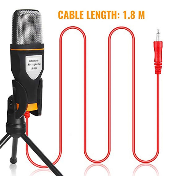 SF-666 Computer Voice Microphone With Adapter Cable Anchor Mobile Phone Video Wired Microphone With Bracketcket, Colour: Black