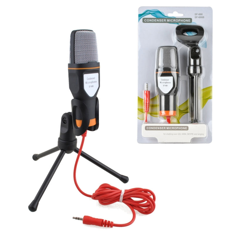 SF-666 Computer Voice Microphone With Adapter Cable Anchor Mobile Phone Video Wired Microphone With Bracketcket, Colour: Black
