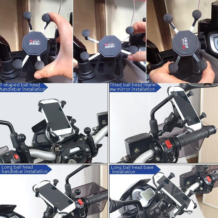 N-STAR N002 Motorcycle Bicycle Mobile Phone Bracket Riding Equipment(Small Long Ball Head)