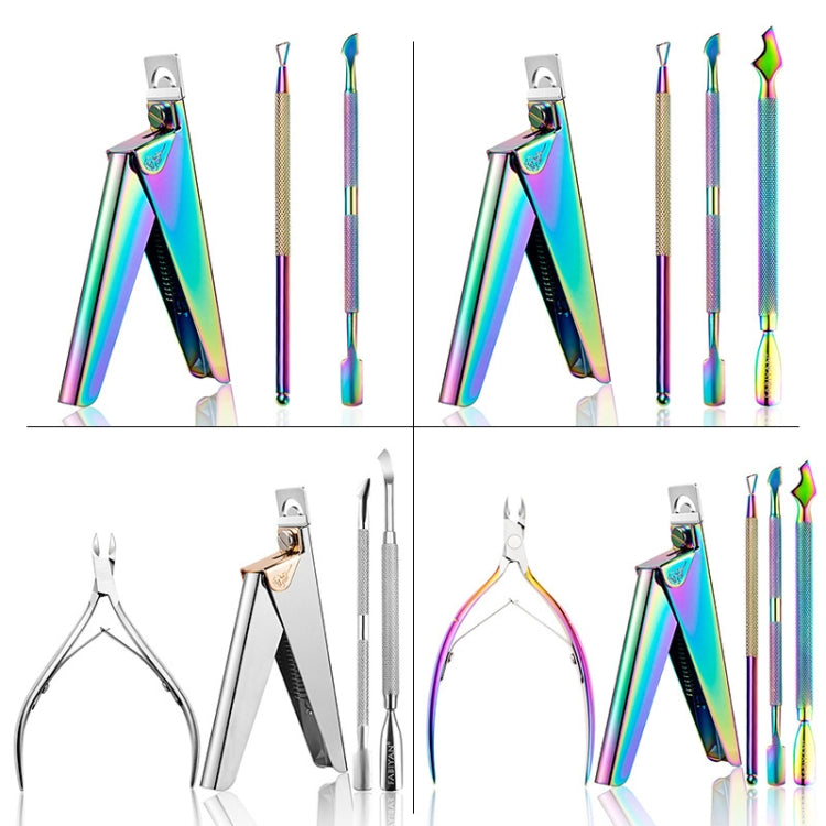 FABIYAN Nail Art Scissors Set Stainless Steel Nail Clippers Dead Skin Scissors Remover Steel Push, Specification: Set 2