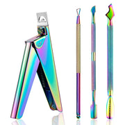 FABIYAN Nail Art Scissors Set Stainless Steel Nail Clippers Dead Skin Scissors Remover Steel Push, Specification: Set 4