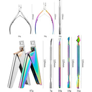 FABIYAN Nail Art Scissors Set Stainless Steel Nail Clippers Dead Skin Scissors Remover Steel Push, Specification: Set 5