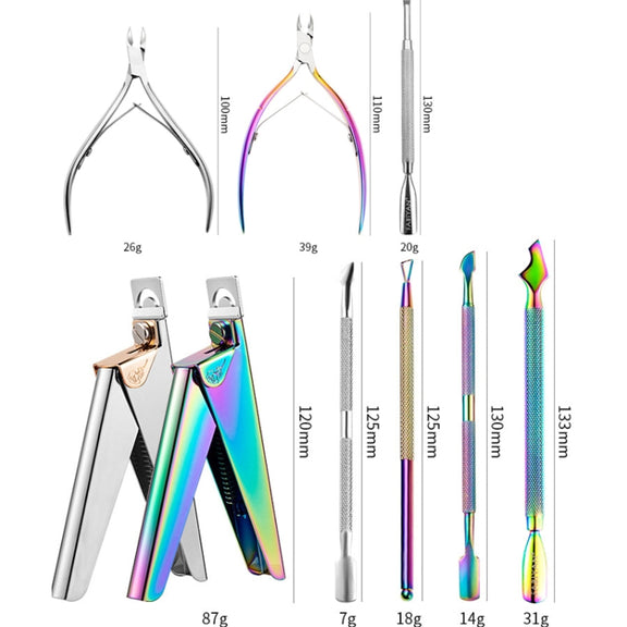 FABIYAN Nail Art Scissors Set Stainless Steel Nail Clippers Dead Skin Scissors Remover Steel Push, Specification: Set 5