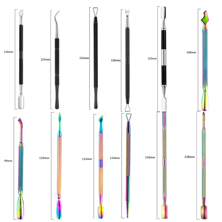 FABIYAN Stainless Steel Dead Skin Shear Steel Push Nail Art Tool Set, Specification: Set 2