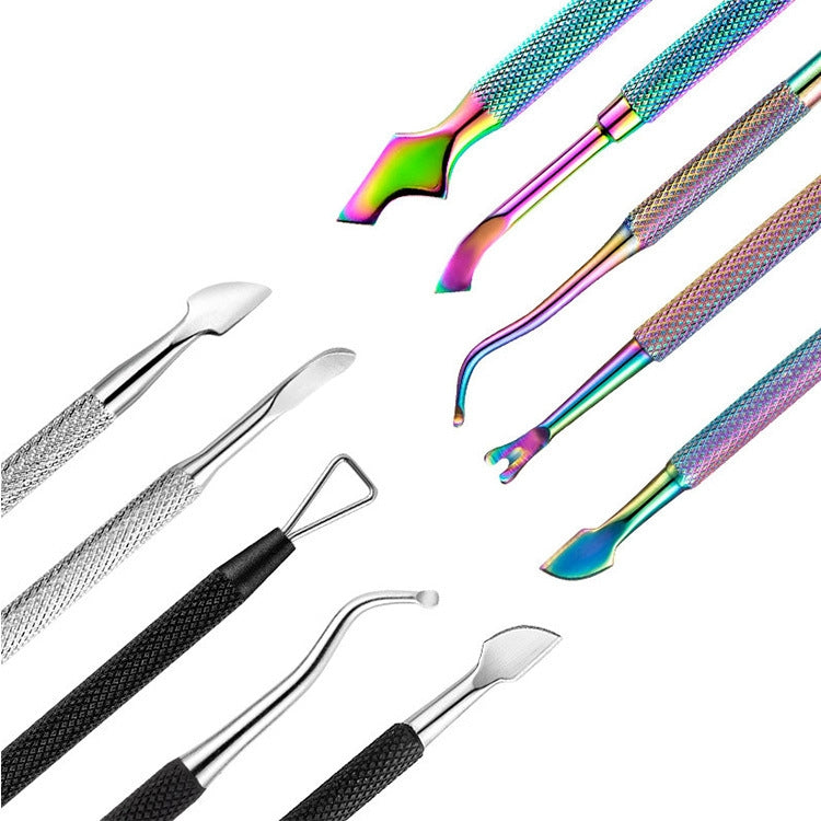 FABIYAN Stainless Steel Dead Skin Shear Steel Push Nail Art Tool Set, Specification: Set 2