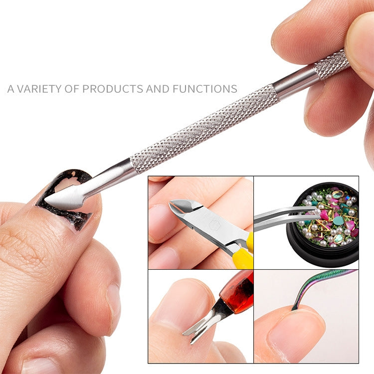 FABIYAN Stainless Steel Dead Skin Shear Steel Push Nail Art Tool Set, Specification: Set 2