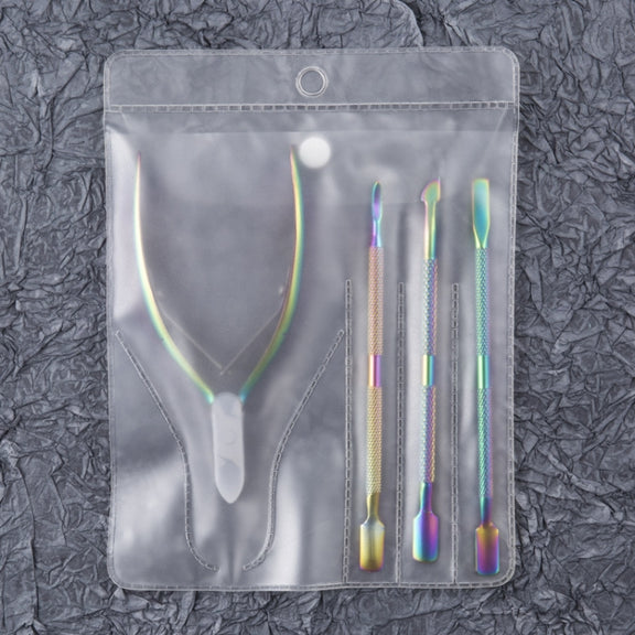 FABIYAN Stainless Steel Dead Skin Shear Steel Push Nail Art Tool Set, Specification: Set 2