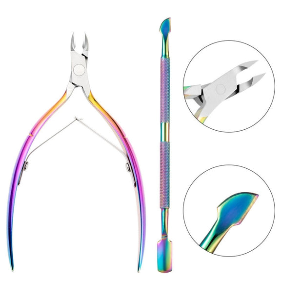 FABIYAN Stainless Steel Dead Skin Shear Steel Push Nail Art Tool Set, Specification:   Set 5