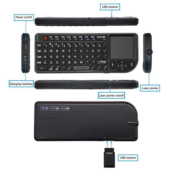 A8 Mini Wireless Mouse And Keyboard With Laser Touchpad Keyboard, Colour: English Colorful Backlight
