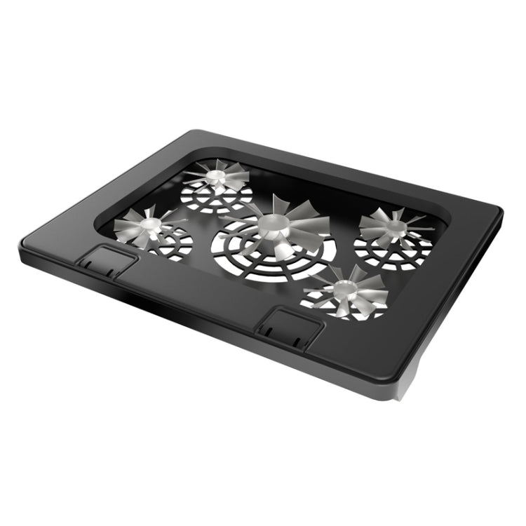 NUOXI S500 Double Switch Control Laptop Radiator Five-Fan Multi-Angle Adjustment Computer Base without Speed Regulation(Black)