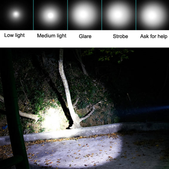 Outdoor LED T6 Strong Light Rechargeable Flashlight Car Safety Hammer Multi-Function Aelf-Defense Flashlight(Single Flashlight)