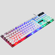 LIMEIDE GTX300 104 Keys Retro Round Key Cap USB Wired Mouse Keyboard, Cable Length: 1.4m, Colour: Punk Single Keyboard White