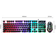 LIMEIDE GTX300 104 Keys Retro Round Key Cap USB Wired Mouse Keyboard, Cable Length: 1.4m, Colour: Punk Set Black