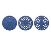 3 in 1 Hollow Flower Silicone Heat Insulation Pad Anti-Scalding Pot Bowl Pad Set(Blue)
