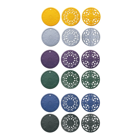 3 in 1 Hollow Flower Silicone Heat Insulation Pad Anti-Scalding Pot Bowl Pad Set(Black)